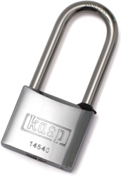 Padlock, rustproof, high shackle, keyed alike, level 7, shackle (H) 25 mm, steel, (B) 38 mm, K14540L50A1