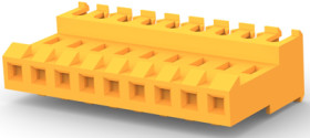 Socket housing, 9 pole, pitch 3.96 mm, straight, orange, 3-640599-9