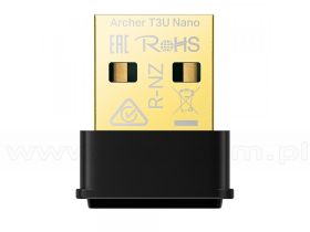 Dwupasmowa bezprzewodowa karta AC1300 USB 2.0 (TP-Link Archer T3U Nano)
