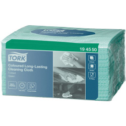 Tork 194550 Coloured Long Lasting Cleaning Cloth - Green - 8 Bags Of 40 Wipes