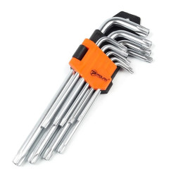 Zestaw wydłużonych kluczy imbusowych TORX, 9 szt., Cr-V (25-008)