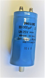 33000uF 25V 50x105mm kondensator elektrolityczny PH-114 PHILIPS