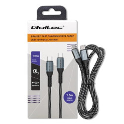 Qoltec Kabel USB 2.0 typ C USB 2.0 typ C 100W QC 3.0 PD 1.5m Czarny