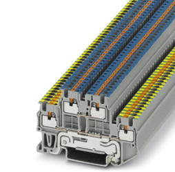 Protective conductor double level terminal, push-in connection, 0.14-1.5 mm², 16 A, 6 kV, gray, 3208566