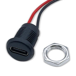 Gniazdo USB-C złącze panelowe tablicowe okrągłe przykręcane M11 z przewodem