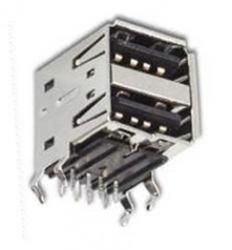 GNIAZDO USB A DO DRUKU PODWÓJNE KĄTOWE CZARNE (5 SZTUK) (ZLUSB GNA-2X-KAT)