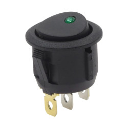 Włącznik ON-OFF SMRS101-6LDG 10A 12V okrągły, zielona dioda 12V