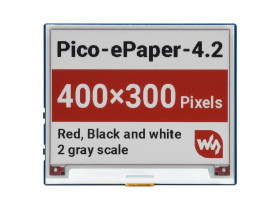 Waveshare 4.2inch E-Paper E-Ink Display Module (B) for Raspberry Pi Pico, 400×300, Red / Black / White, SPI