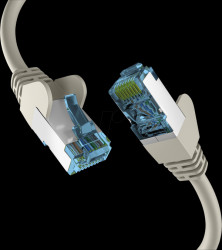 EC020200118 Patch cord, Cat.7 raw cable, S/FTP PiMF, 0.25 m, gray