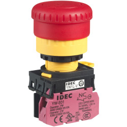 IDEC YW1L-V4P01Q4R YW Emergency Stop Switch Illuminated 22mm TurnPull 1NC
