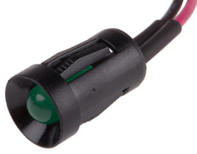 Lampka kontrolna do montażu panelowego 2V dc, zielona 8mm LED Czarny Wyprowadzenia RS PRO