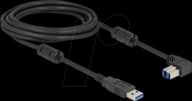 81114 USB 3.0 cable, A plug to B plug, 90° down, 3 m