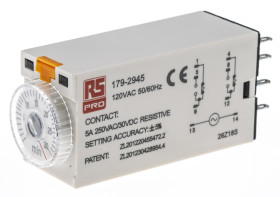 Timer Relay Wciskane 110V ac DPDT 2-stykowy RS PRO DPDT 1 → 30min jednofunkcyjny