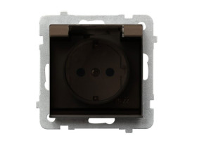 SONATA Gniazdo pojedyncze z uziemieniem schuko IP44 z przesłonami czekoladowy metalik GPH-1RSP/m/40/d OSPEL