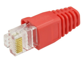 Gumowa osłonka wtyku RJ45 czerwona WORECZEK 100szt.