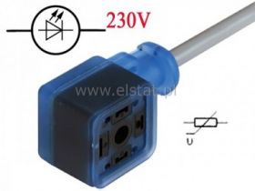 Gniazdo z przewodem, 2+PE; 2m, LED 230V, warystor