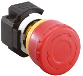 Emergency stop, turn/pull release, mounting Ø  16 mm, unlit, 1 Form A (N/O) + 3 Form B (N/C), XA1E-BV313VR