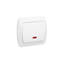 Wyłącznik AKORD AW1L/11 Pojed. Z podświetleniem, Biały KONTAKT