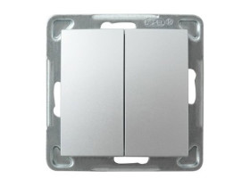 IMPRESJA Wyłącznik podwójny świecznikowy zwierny przycisk srebro ŁP-17Y/m/18 OSPEL