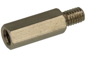 Dystans; DMM4ZW15; M4; zewnętrzny/wewnętrzny; 15mm; 6mm; 7mm; 6mm; tulejka dystansowa gwintowana; sześciokątna; mosiądz niklowan