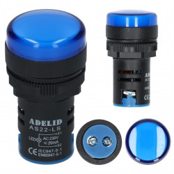 Lampka kontrolna sterownicza LED Niebieska 230V fi:22mm ADELID