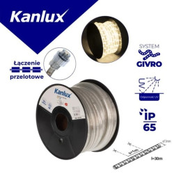 Wąż świetlny GIVRO LED 30M-NW 2W/M 120lm/m 4000K IP65 rolka 30mb Odporność UV zasilanie przelotowe 38576