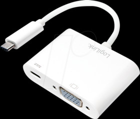 UA0259 USB 3.2 Gen 1 Type-C adapter, C/M to VGA+USB/F,1080p,PD,white, 0