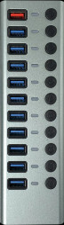 CH 12 L USB 3.0 11-port hub, 10x data, 1x electricity, aluminium