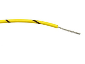 Przewód jednożyłowy linkowy, 0,5 mm², 16/0,2 mm, 20 AWG, PVC, 1 kV AC, Czarny/Żółty, dł. 100m, RS PRO