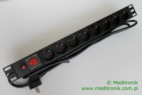 Listwa zasilająca 19" 8 gniazd 230V kabel 2m wtyk UNISCHUKO