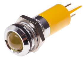 Lampka kontrolna do montażu panelowego 110V ac, Żółta 14mm LED Chrom Końcówka lutownicza RS PRO