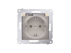 SIMON 54 Gniazdo z uziemieniem schuko do wersji IP44 z przesłonami z uszczelką ramki (moduł) zaciski śrubowe klapka transparentn