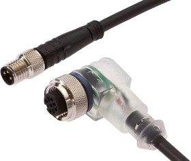 Kabel połączeniowy, 3m, M12 żeński (gniazdo) 3pin kątowy, M8 męski (złącze) 3pin prosty, VK300F62