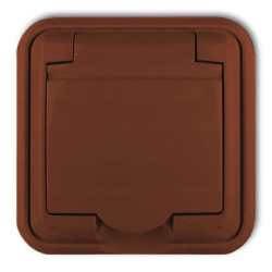 LIZA Gniazdo bryzgoszczelne z/u (klapka brĄzowa) brązowy 4GPH-1z