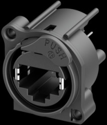 Panel socket, RJ45, 8 pole, 8P8C, Cat 5e, PCB mounting, NE8FAV-ESD