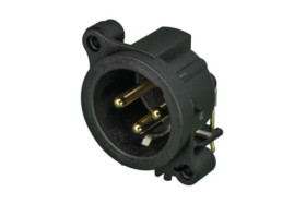 XLR panel plug, 3 pole, gold-plated, polyamide, NC3MAAH-0