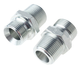 Hydrauliczny adapter gwintowany prosty, Złacze A: G 3/4, Złacze B: R 3/4 męskie, Stal, 160bar