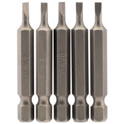 Draper 64267 3mm 1/4&quot; Hex Plain Slot Insert Bit 50mm Long x 5