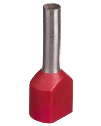 Końcówka tulejkowa izolowana TID 2x1mm2/10mm czerwona cynowana TID2x1L10 /100szt./