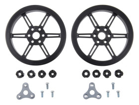Pololu Multi-Hub Wheel w/Inserts for 3mm and 4mm Shafts - 80×10mm, Black, 2-pack