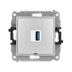 ICON Mechamizm gniazda pojedynczego USB A-A 3.0, bez pola opisowego srebrny metalik 7IGUSBBO-5