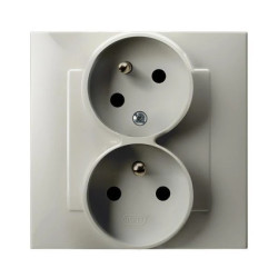 SZAFIR Gniazdo podwójne z uziemieniem z funkcją niezamienności faz, kompletne z ramką kaszmirowy beż GP-2ZC/83