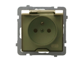 AS Gniazdo pojedyncze z uziemieniem IP-44 ecru wieczko przezroczyste GPH-1GZ/m/27/d OSPEL