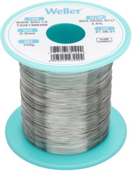 Solder, lead-free, SAC (Sn3.0Ag0.5Cu3.5%), Ø 0.3 mm, 100 g, WSW SAC L0 0,3MM 100G
