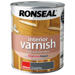 Ronseal 39424 Interior Varnish Quick Dry Gloss Graphite 750ml