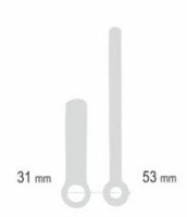 UM213.01S Komplet wskazówek: godzinowa 31mm, minutowa 53mm - pałki, srebrne