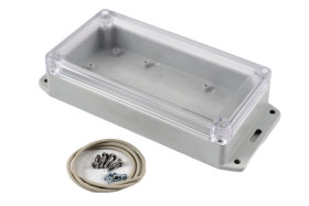 Obudowa ogólnego użytku Poliwęglan szerokość zew. 85 mm długość zew. 165 mm wys. zew. 40 mm Hammond IP65 Jasnoszary