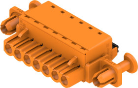 Socket header, 7 pole, pitch 5.08 mm, straight, orange, 1353290000