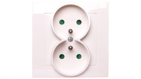 As Gniazdo Podwójne Z/U Z Przesłonami Ecru Gp-2Gzp/27