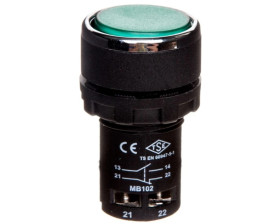 Przycisk sterowniczy monoblok, kryty, niestabilny, 1NO+1NC, zielony T0-MB102DY